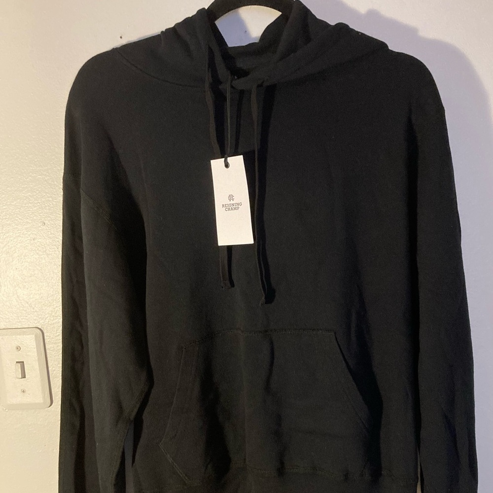 NWT•XS• Reigning Champ• 🇨🇦 
Lightweight Relax Pullover
Hoodie •Black Pima cotton